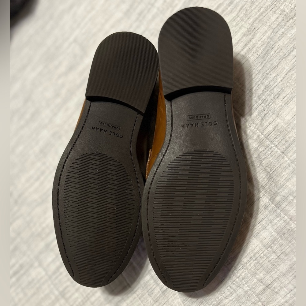 Cole Haan Women's Tan Leather Chain-Trim Loafers - Picture 7 of 7